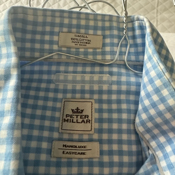 Blue and White Peter Millar shirt. Size Small - Picture 2 of 2